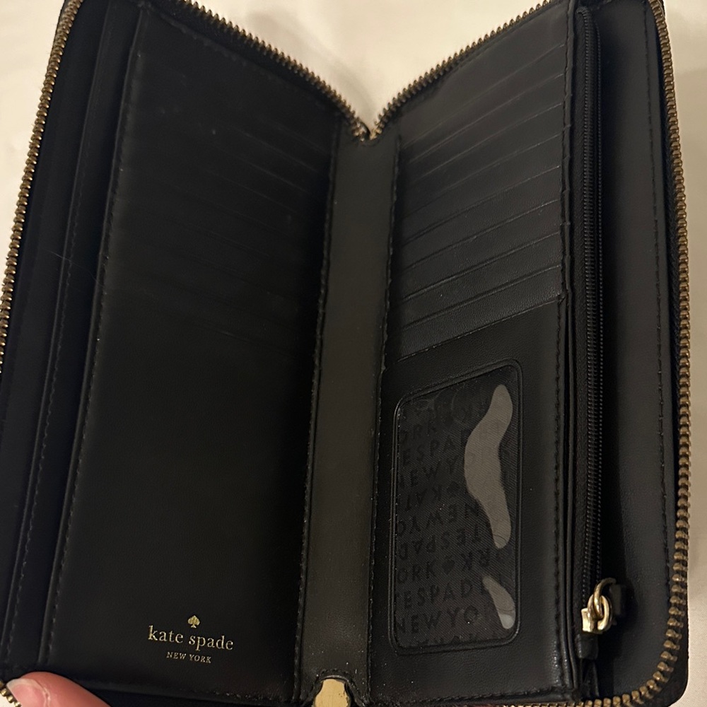 kate spade black leather zip-around wallet with wrist strap - Picture 7 of 7